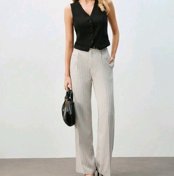 Women's Stripe Trousers, Office Pants For Ladies, Spring/Summer Women's - Picture 2 of 4